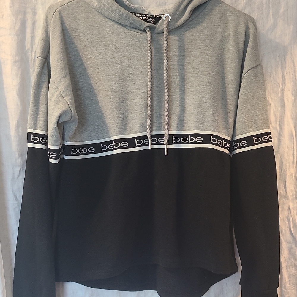 Bebe Gray and Black Color Block Sweatshirt